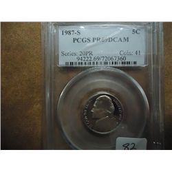 1987-S JEFFERSON NICKEL PCGS PR69 DCAM