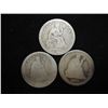 Image 1 : 3 ASSORTED SEATED LIBERTY QUARTERS