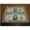 Image 1 : 1953-B $5 SILVER CERTIFICATE AND 1963 $5 US NOTE