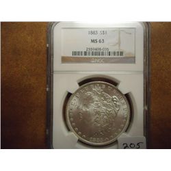 1883 MORGAN SILVER DOLLAR NGC MS63