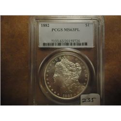 1882 MORGAN SILVER DOLLAR PCGS MS63 (PF LIKE)