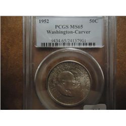 1952 WASHINGTON/CARVER HALF DOLLAR PCGS MS65