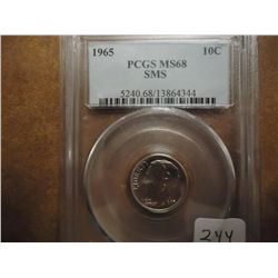 1965 SMS ROOSEVELT DIME PCGS MS68