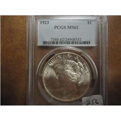 1923 PEACE SILVER DOLLAR PCGS MS62