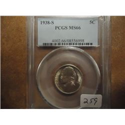 1938-S JEFFERSON NICKEL PCGS MS66