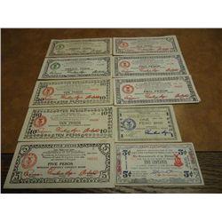 10 PIECES OF WWII PHILIPINNES GUERRILLA MONEY