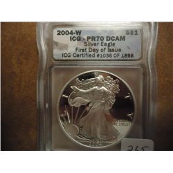 2004-W AMERICAN SILVER EAGLE ICG PR70 DCAM