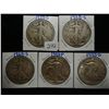 1927-S,28-S,29-S,43 & 45-D WALKING LIBERTY HALVES