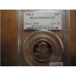 1986-S WASHINGTON QUARTER PCGS PR69 DCAM