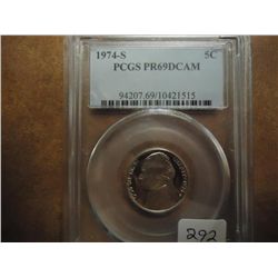 1974-S JEFFERSON NICKEL PCGS PR69 DCAM