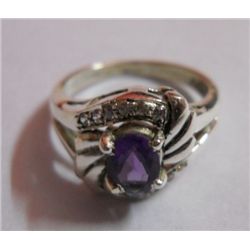3.820g Ring of Amethyst & CZ Sterling Silver