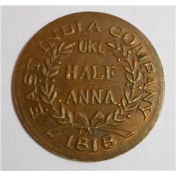 Early Indian Half Anna Coin of Year 1818