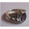 Image 1 : 5.100g Ring of Amethyst & CZ Sterling Silver