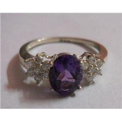 2.880g Ring of Amethyst and CZ Sterling Silver
