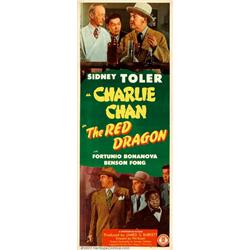 Red Dragon (Monogram, 1945). Insert (14" X 36"). Sidney Toler made twelve Charlie Chan movies for...