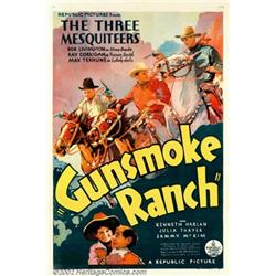 Gunsmoke Ranch (Republic, 1937). One Sheet (27" X 41"). The Three Mesquiteers try to thwart a lan...