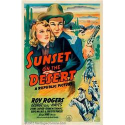 Sunset on the Desert (Republic, 1942). One Sheet (27" X 41"). Roy Rogers is back in action in thi...