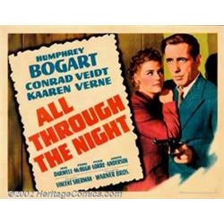 All Through the Night (Warner Brothers, 1942). Half Sheet (22" X 28"). Bogart is back as a big sh...