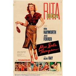 Miss Sadie Thompson (Columbia, 1953). One Sheet (27" X 41") Rita Hayworth gives her take of Sadie...