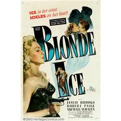 Blonde Ice (Film Classics, Inc., 1948). One Sheet (27" X 41"). Low-budget, film-noir stars Leslie...