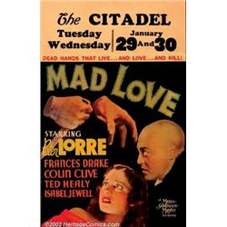 Mad Love (MGM, 1935) Window Card (14" X 22"). This strange MGM horror film is the story of a doct...