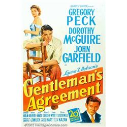 Gentleman's Agreement (20th Century Fox, 1947). One Sheet (27" X 41"). This film, controversial a...