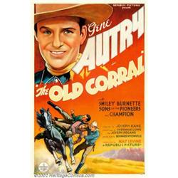 Old Corral (Republic, 1936). One Sheet (27" X 41"). Another lively Autry venture, this film has h...