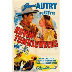 Rovin' Tumbleweeds (Republic, 1939). One Sheet (27" X 41"). This early Gene Autry programmer has...