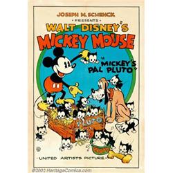 Mickey's Pal Pluto (United Artists, 1933) One Sheet (27" X 41"). The United Artist Mickey Mouse p...