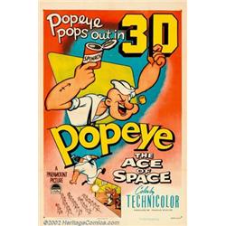 Popeye in "The Ace of Space" (Paramount, 1953). One Sheet (27" X 41"). Popeye is abducted by Mart...
