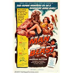 Man Beast (Associated Producers, Inc., 1956). One Sheet (27" X 41"). This low-budget, Himalayan a...