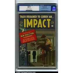 Impact #1 Gaines File pedigree 3/12 (EC, 1955) CGC NM 9.4 Cream to off-white pages. This landmark...