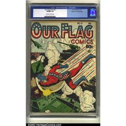 Our Flag Comics #3 Mile High pedigree (Ace, 1941) CGC VF/NM 9.0 Off-white to white pages. The Fla...