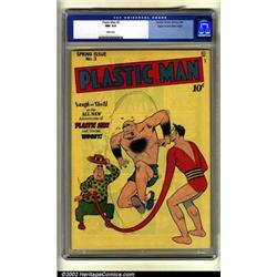 Plastic Man #3 Mile High pedigree (Quality, 1946) CGC NM 9.4 White pages. From the earlier pages...