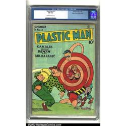 Plastic Man #13 Mile High pedigree (Quality, 1948) CGC NM 9.4 Off-white to white pages. Cole's ex...