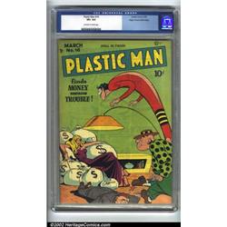 Plastic Man #16 Mile High pedigree (Quality, 1949) CGC VF+ 8.5 Off-white to white pages. A nearly...