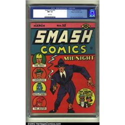 Smash Comics #32 Mile High pedigree (Quality, 1942) CGC NM- 9.2 White pages. This gorgeous copy f...