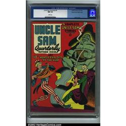 Uncle Sam Quarterly #4 Mile High pedigree (Quality, 1942) CGC NM 9.4 White pages. This is a stunn...