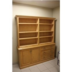 MAPLE 5 DOOR CREDENZA WITH HUTCH