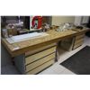 Image 1 : WORKBENCH, 2 BOOKSHELVES AND LARGE LOT OF HARDWARE