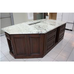 CHERRY 10 DOOR GRANITE-TOP ISLAND WITH PREP SINK