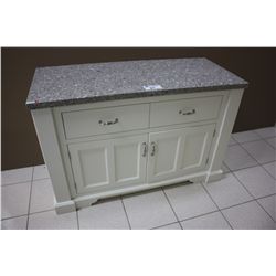 GRANITE-TOP WHITE WOOD 4 DOOR VANITY