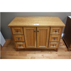 WOOD-TOP NATURAL CHERRY 8 DOOR VANITY