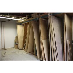 LARGE LOT OF SHEET WOOD AND RACK