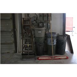 SHOVELS, LADDERS AND GARBAGE CANS