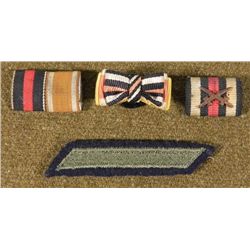 FOUR NAZI RIBBON BARS & LAPEL RIBBIN-1 STRIPE-ORIGINAL