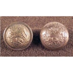2 Indiana State Seal Antique Gilt Buttons Civil War Era