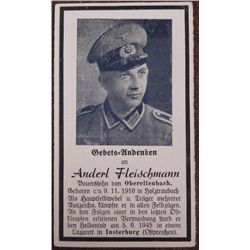 ORIG WEHRMACHT NAZI SOLDIERS FUNERAL PRAYER CARD-KILLED