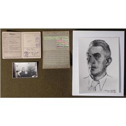 4) NAZI ITEMS ROBERT PETERS THE DAF 1944 SKETCH PHOTO