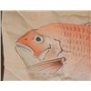 Image 2 : WWII JAPANESE SILK TAPESTRY - FISH AND RED GEOMETRIC